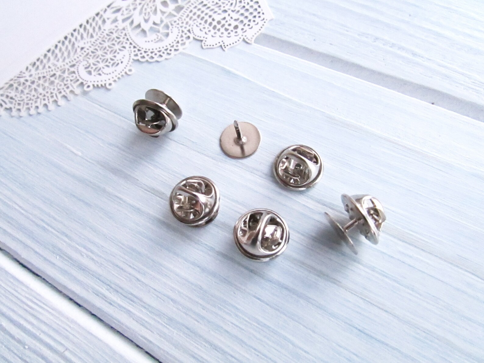 10 Pcs Brass Tie Tacks Blank Pins With Clutch Back 115 Mm Etsy