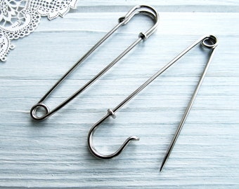 10 Pcs Safety pin brooches 70 mm silver Brooch Pin Backs Brooch Holders 2.75 inch
