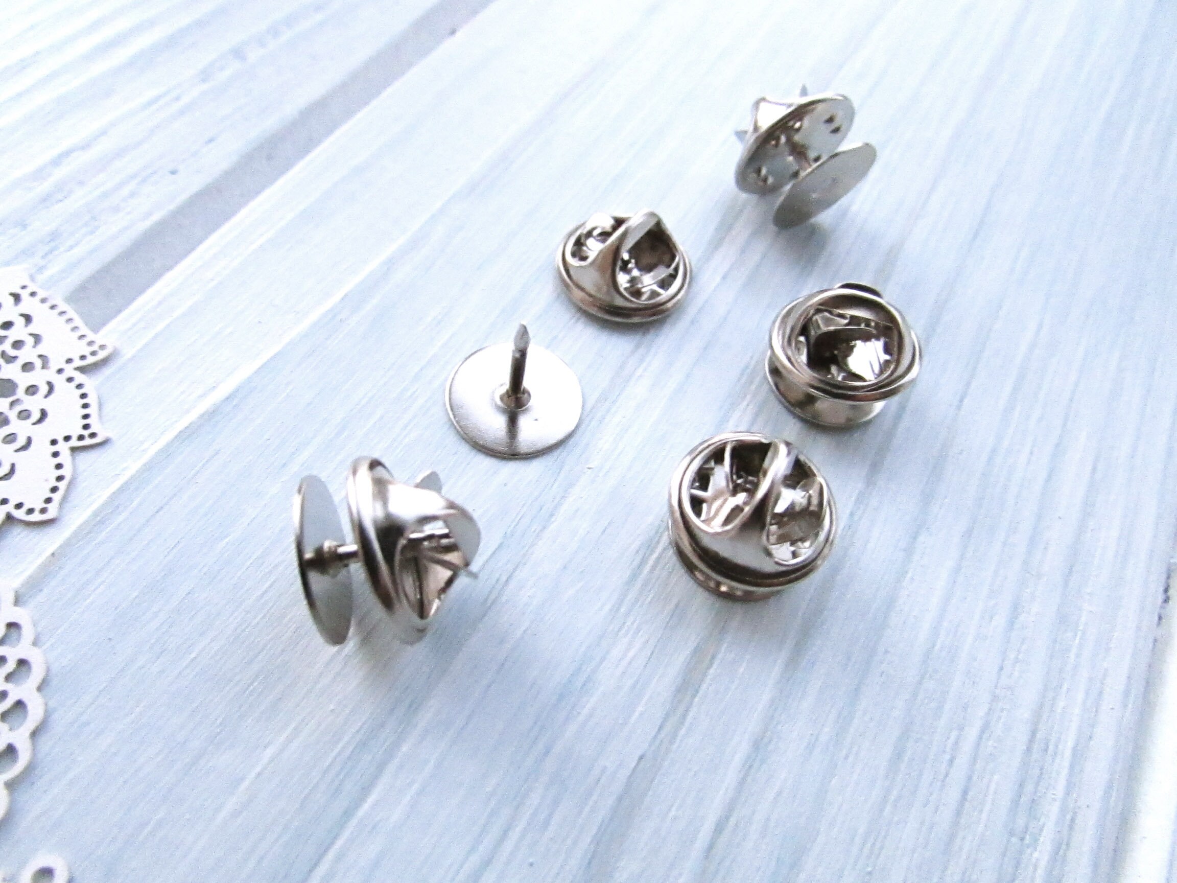 thumbnail image 2 of 12 Copper Locking Tie Tac Pin Backs - Vintage Style Clutch Backs For Lapel Pins 2 of 10
