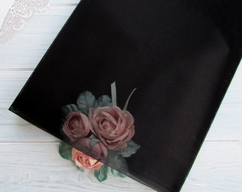 Organza (Organdy) black, Japanese fabric pre-starched professional (hard) for silk flower art