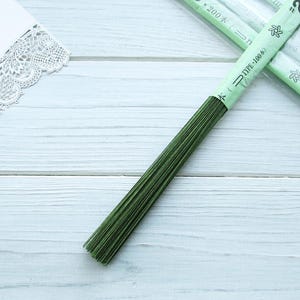 Japanese Green floristic wire 28 gauge (D 0.37 mm), 100/200 pcs Flower crafting wires