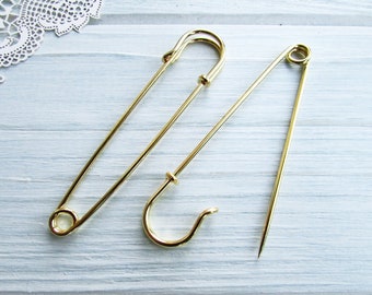 10 Stück Sicherheitsnadel Broschen 70 mm gold Brosche Pin Backs Brosche Halter 6mm