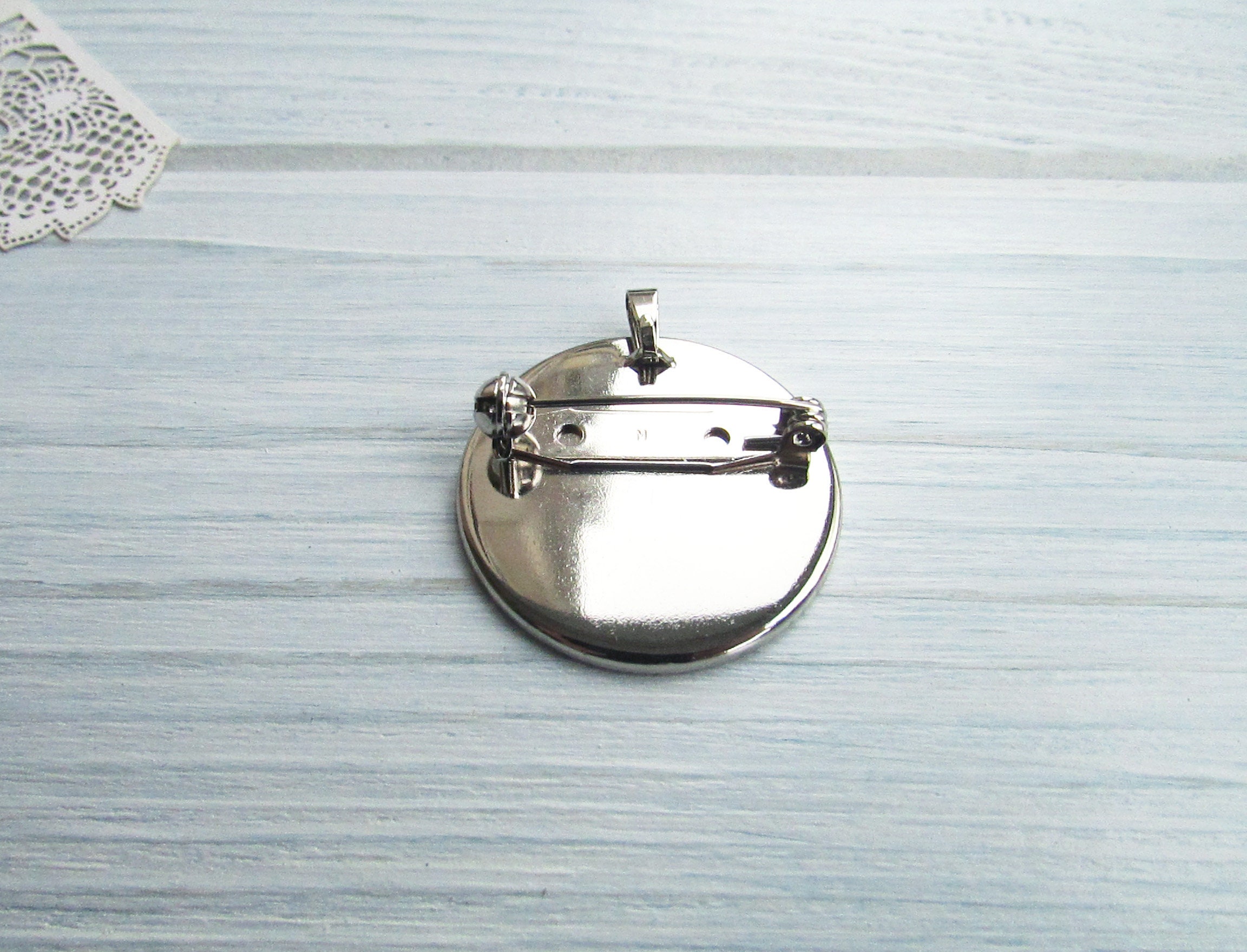 1 Pcs 30 mm silver Brooch Pin Backs Brooch Base Round Blank Etsy