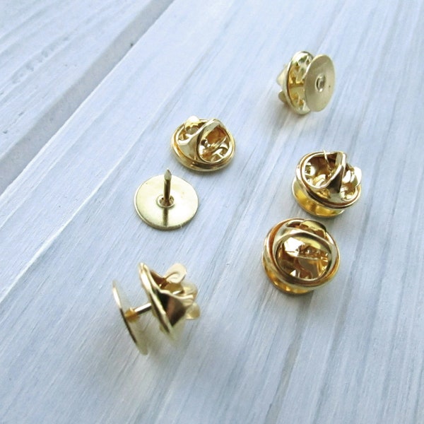 10 Pcs Brass Tie Tacks Blank Pins with Clutch Back 11,5 mm gold 0,46" Metal Brooch Pin badge