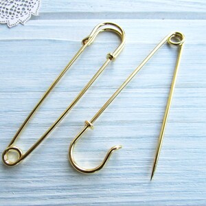 10 Pcs Safety pin brooches 70 mm gold Brooch Pin Backs Brooch Holders 2.75 inch image 5