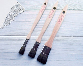 Japanese Flat Brush Set: Silk Flower & Batik Art (3 Pieces)