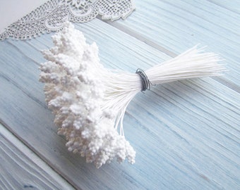 Japanese flower stamens for Artificial flower making, White long with small balls, double pep, high quality made in Japan