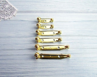 95 Pcs Japanese Gold Brooch Pin Backs set: 20, 28, 35mm with Safety Catch