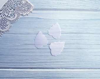 50 pcs Ivy leaf mini, satin white, cut-out pre-starched leaves for artificial flowers making