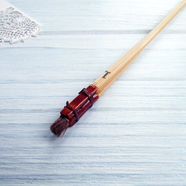 Japanese Cubic Brush No. 1 (3 mm): Deer & Horsehair, Silk Dyeing