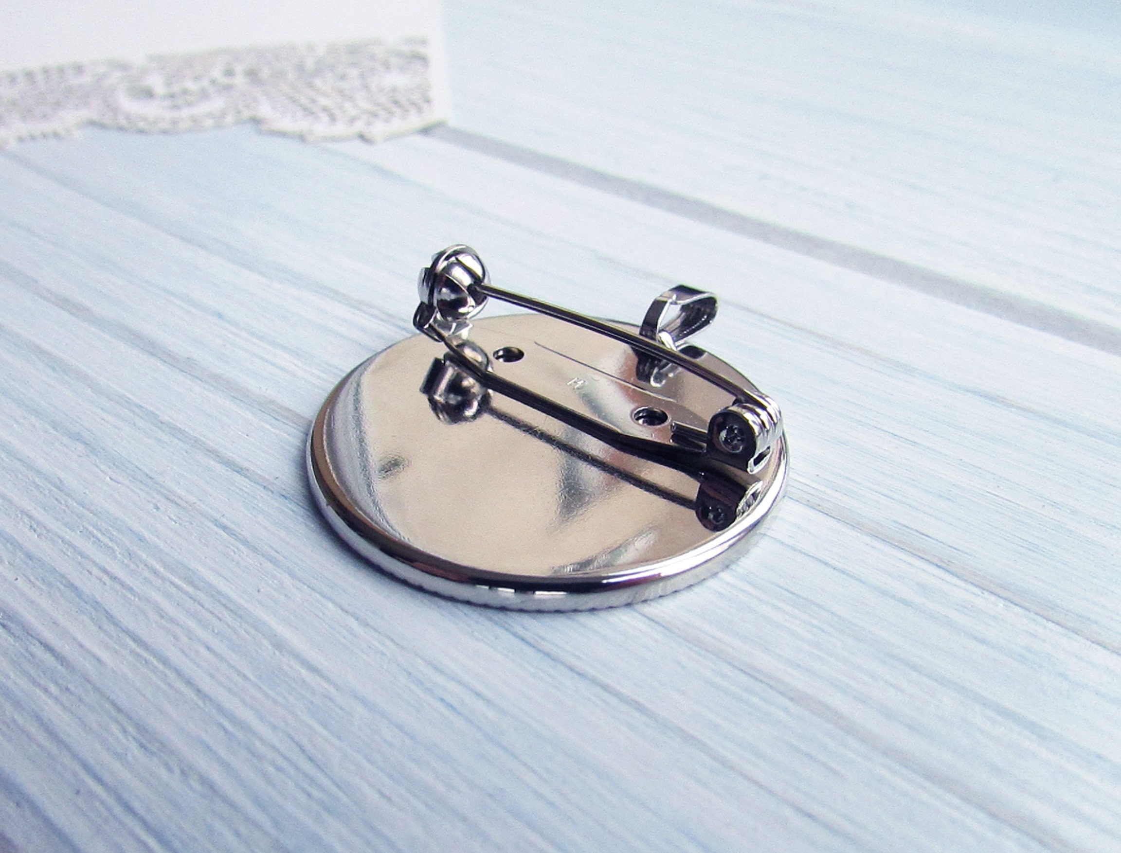 1 Pcs 30 mm silver Brooch Pin Backs Brooch Base Round Blank Etsy