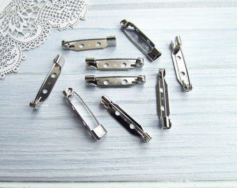 20 Stück Silber Metall 25 mm Brosche Pin Verschluss - Made in Japan