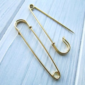 10 Pcs Safety pin brooches 70 mm gold Brooch Pin Backs Brooch Holders 2.75 inch image 8