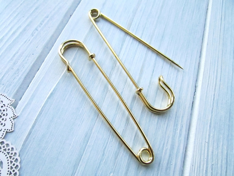 10 Pcs Safety pin brooches 70 mm gold Brooch Pin Backs Brooch Holders 2.75 inch image 8