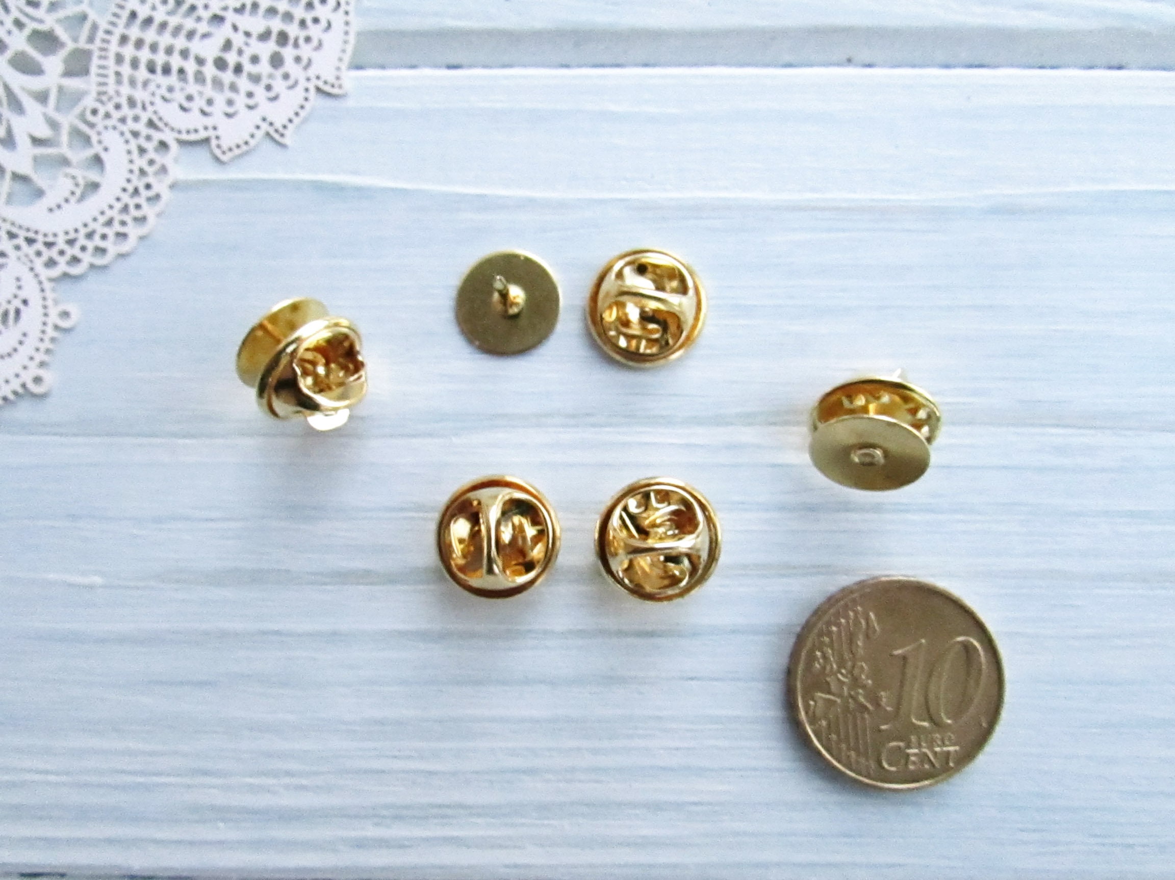 10 Pcs Brass Tie Tacks Blank Pins With Clutch Back 115 Mm Etsy