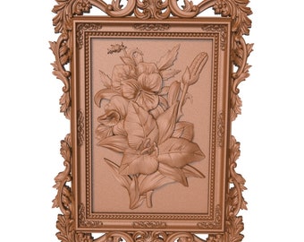 Modelo STL 3D para grabador y fresadora CNC, relieve para máquina de tallado, archivos CNC para madera, flores 01