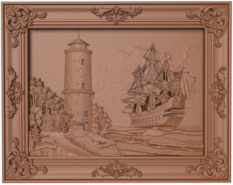 3D STL Model for CNC Router Engraver, Carving Machine Relief, CNC files for Wood, Lighthouse