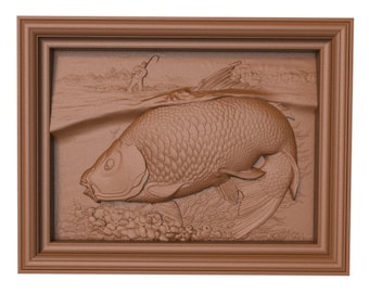 3D STL-modell för CNC-rutter, gravör, snidmaskinrelief, CNC-filer för trä, fiske 1
