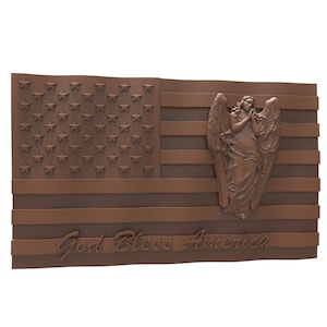 3D STL Model for CNC Router Engraver, Carving Machine, CNC files for Wood,  American Flag and Angel