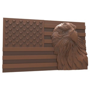 3D STL Model for CNC Router Engraver, Carving Machine, CNC files for Wood,  American Flag and Eagle