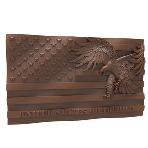 3D STL Model for CNC Router Engraver, Carving Machine, CNC files for Wood,  American Flag and Flying Eagle