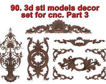 3D STL Model for CNC Router Engraver, Carving Machine, CNC files for Wood,  90 Models Decor Set Part 3