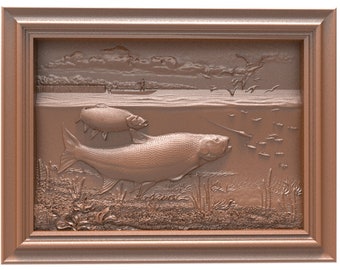 3D STL-modell för CNC-router, gravör, snidmaskinrelief, CNC-filer för trä, fiske 2