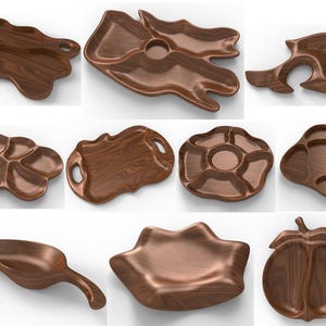 3D STL Models for CNC Router Engraver, Carving Machine, CNC files for Wood, Set of Serving Trays 11-20