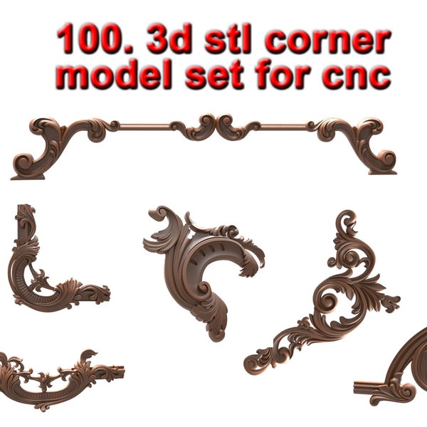 3D STL Models for CNC Router Engraver, Carving Machine, CNC files for Wood,  100 Corner Models Set