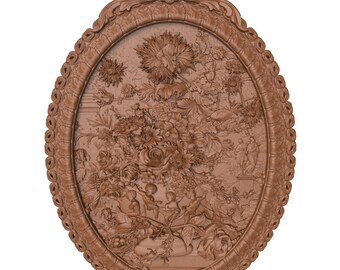 3D STL Model for CNC Router Engraver, Carving Machine Relief, CNC files for Wood, Flowers 05