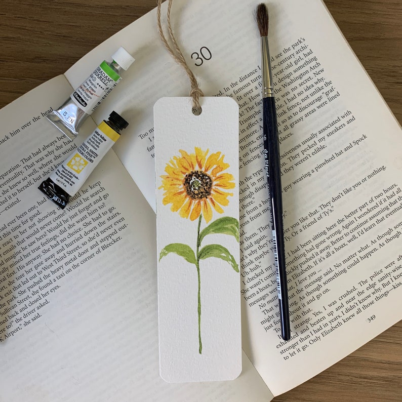 sunflower bookmark watercolor bookmark watercolor sunflower etsy