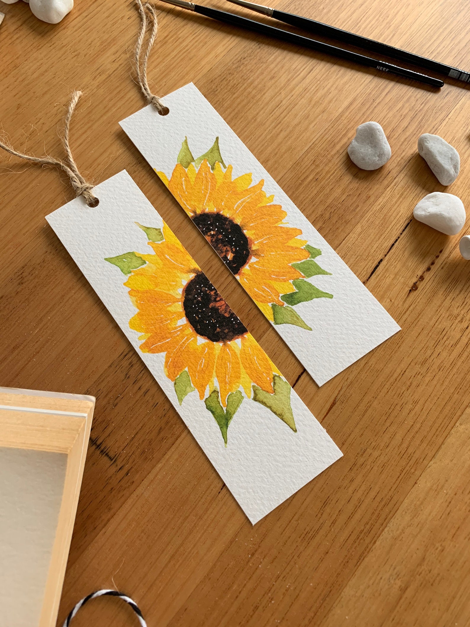 Sunflower Bookmark Watercolor Bookmark Watercolor Sunflower Etsy