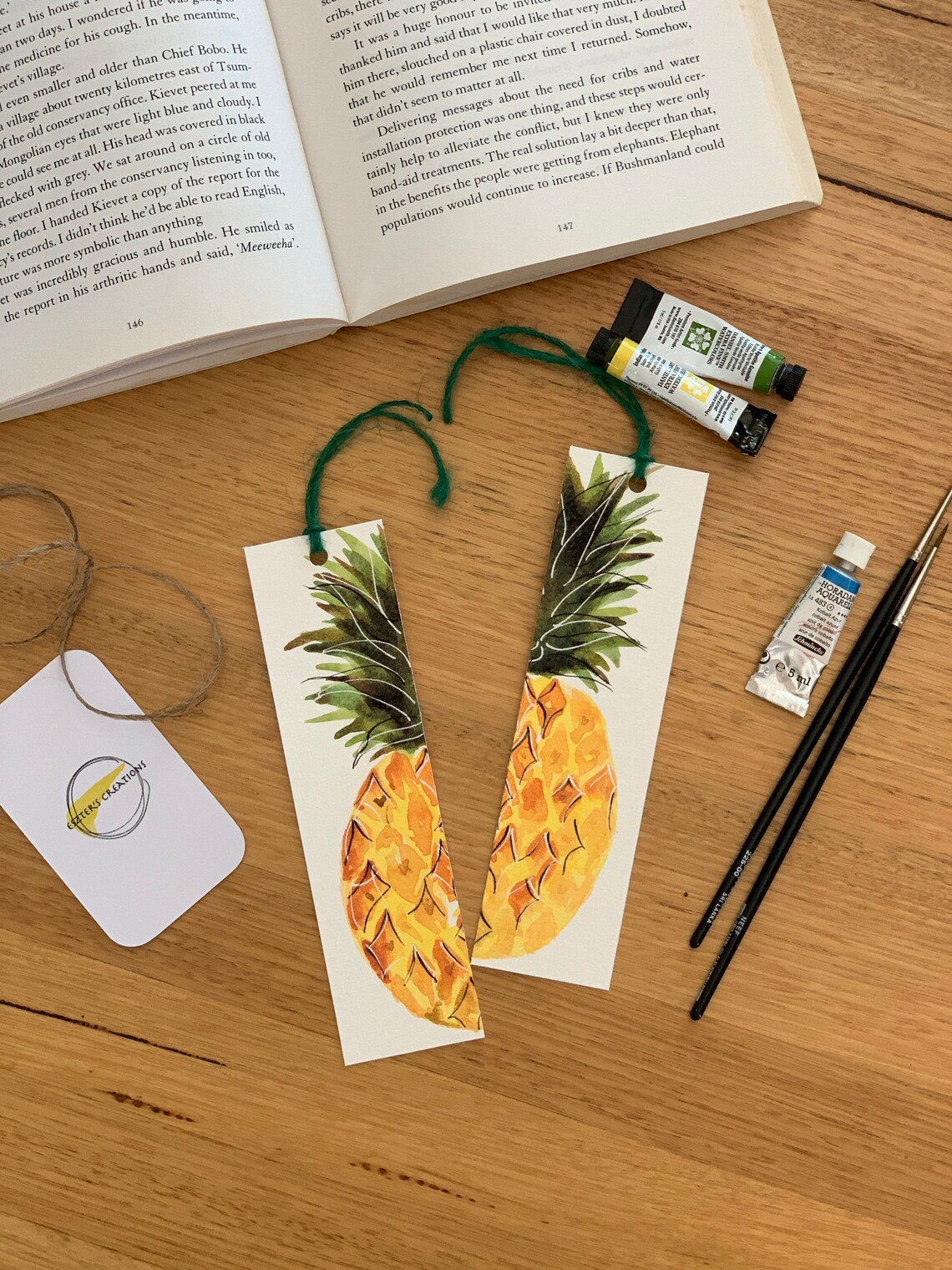 Pineapple bookmark watercolor bookmark watercolor pineapple | Etsy