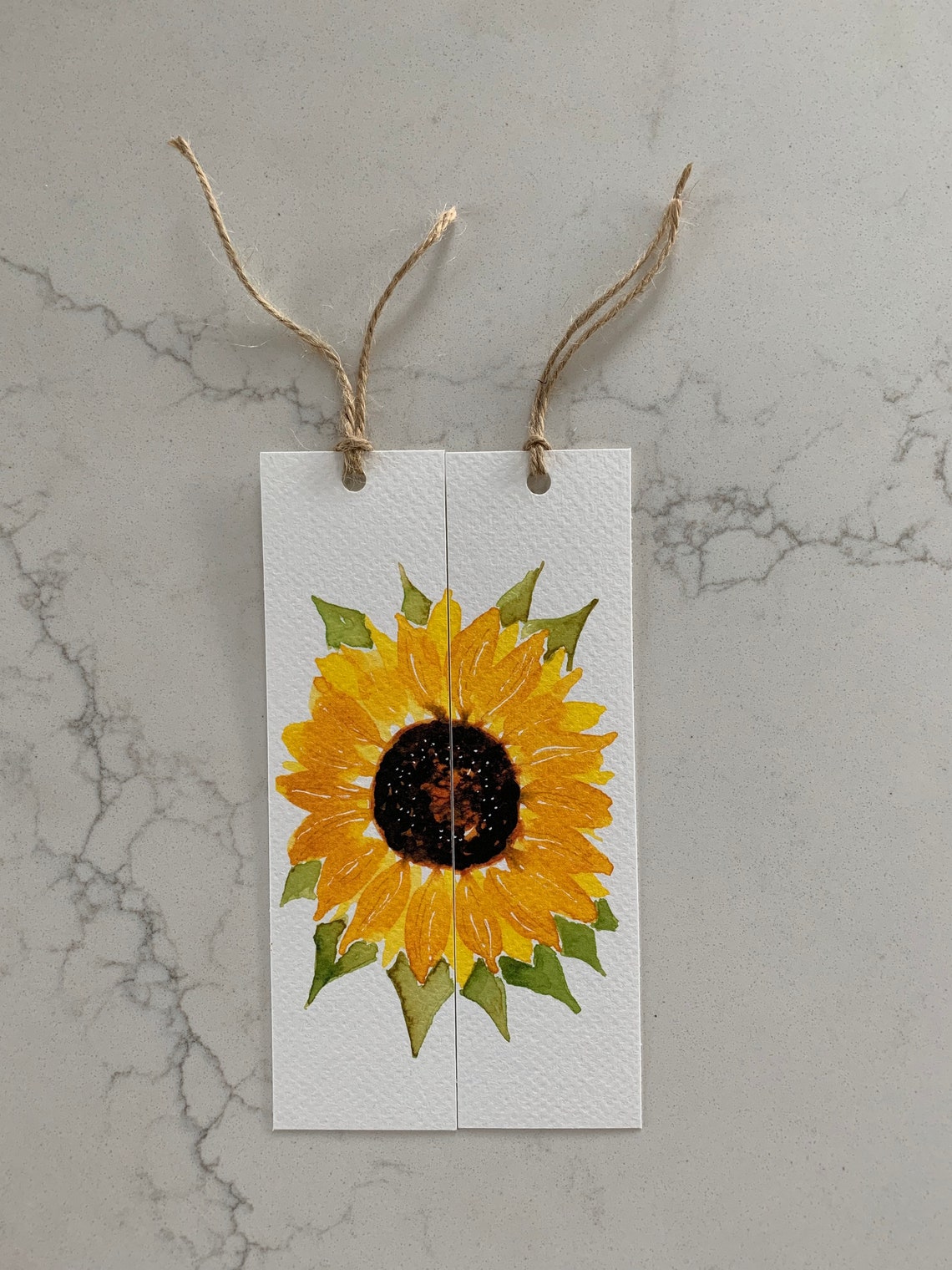 Sunflower bookmark watercolor bookmark watercolor sunflower Etsy