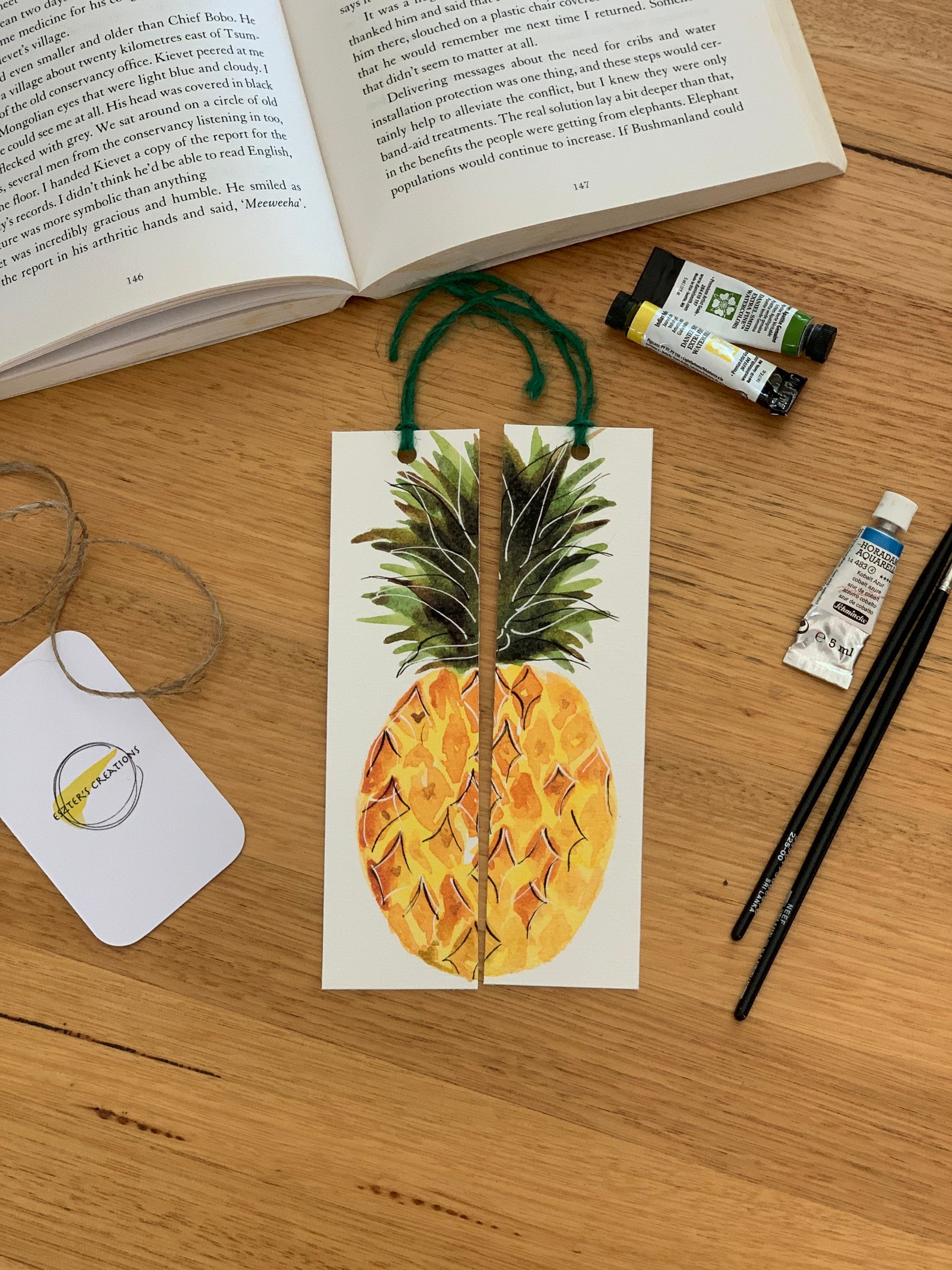 Pineapple bookmark watercolor bookmark watercolor pineapple | Etsy