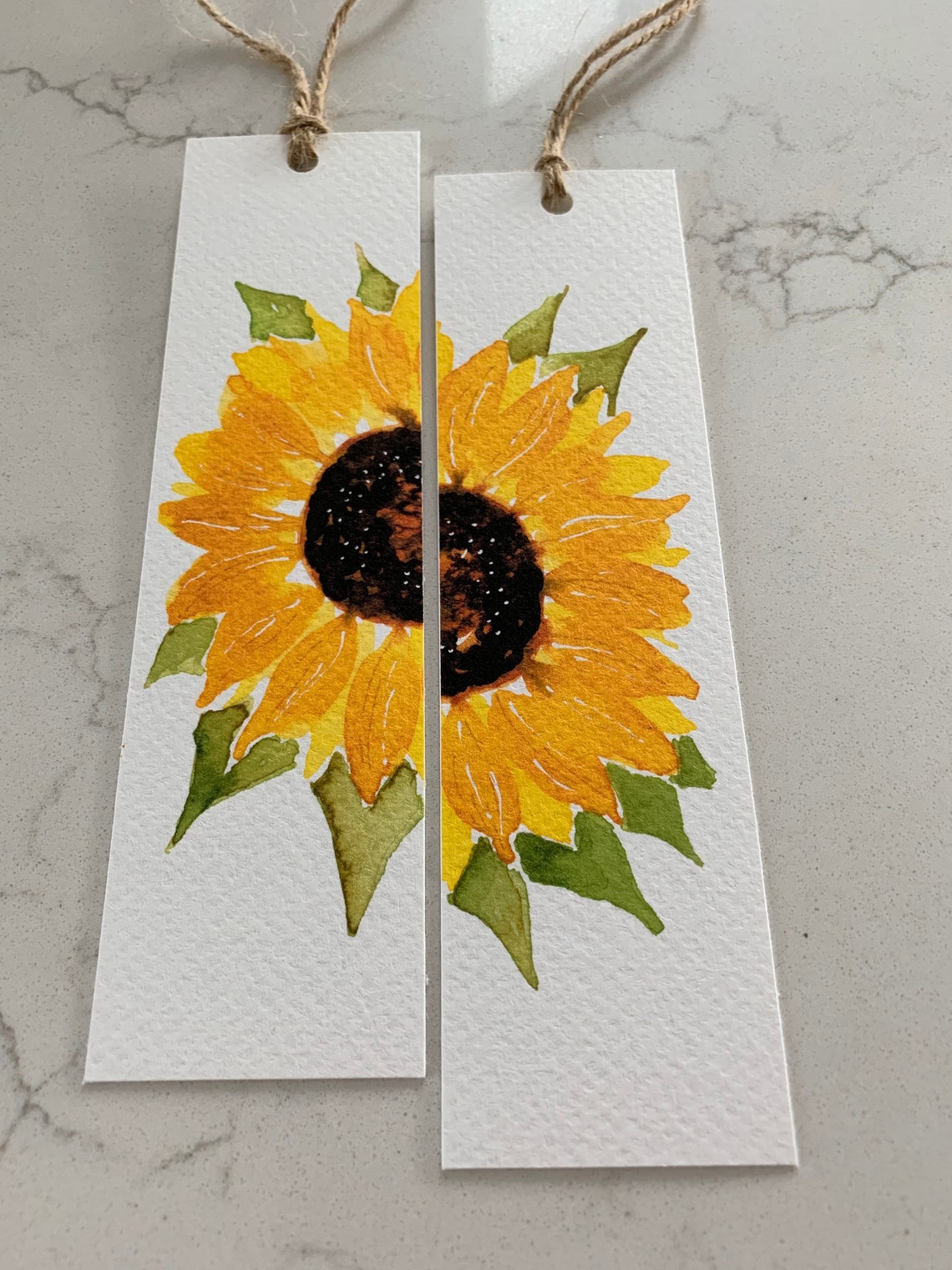 Sunflower Bookmark Watercolor Bookmark Watercolor Sunflower Etsy