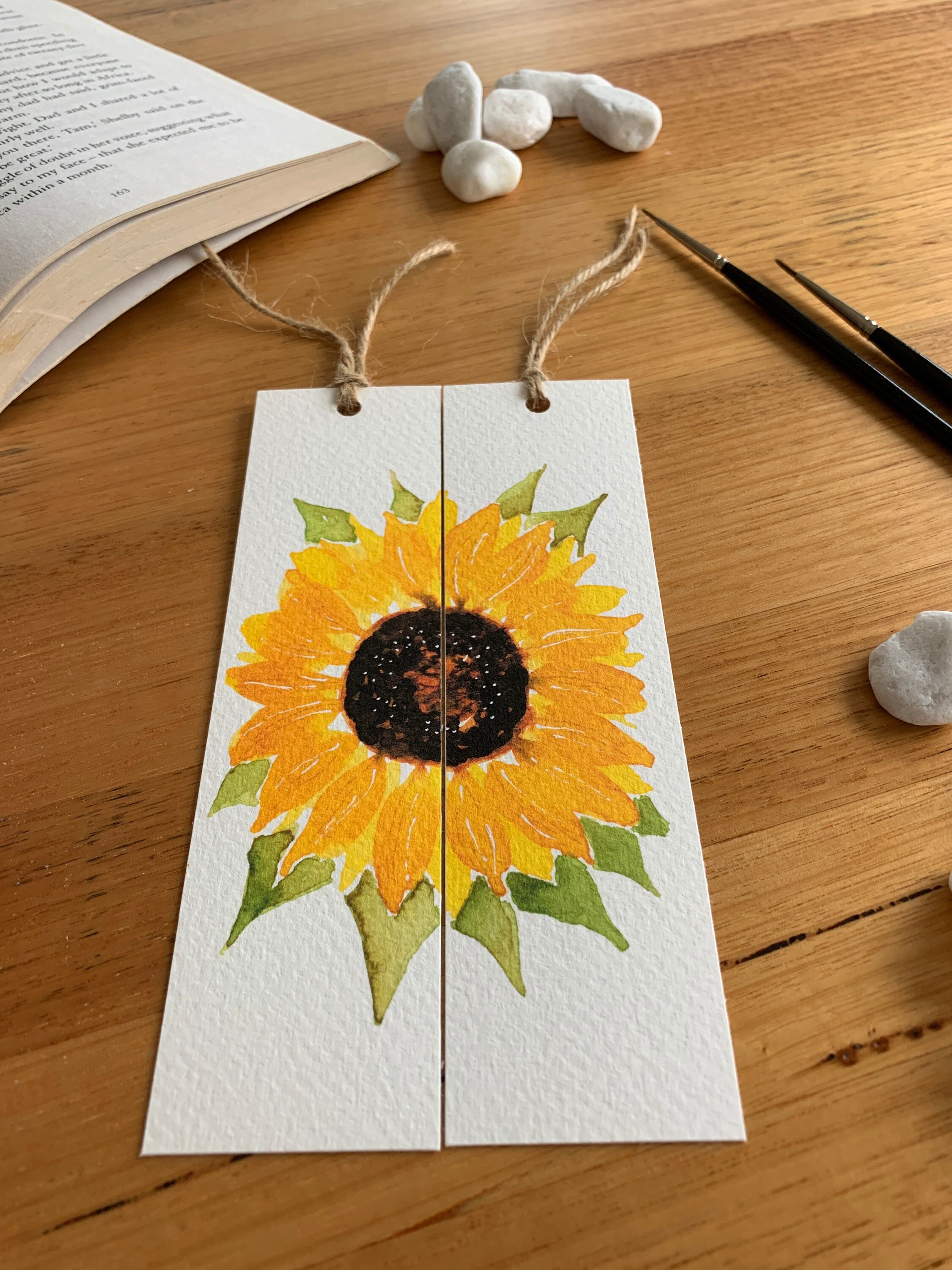 Sunflower Bookmark Watercolor Bookmark Watercolor Sunflower Etsy