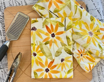 100% linen tea towel, sunflower tea towel, floral tea towel, kitchen towel, linen towel,