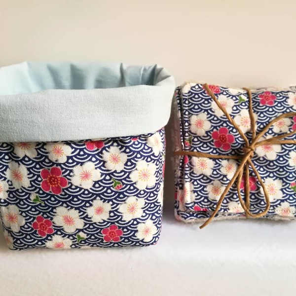 Lingettes lavables tissu japonais - kit zéro déchet - coton réutilisable - salle de bain écologique - cadeau écoresponsable