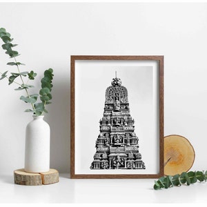 Temple Gopuram Digital File, JPEG, Instant Download File for Printing, Temple Gopuram Instant Digital Download, South indian Temple art