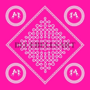 Pink Kolam design Digital File, JPEG, Instant Download, Kolam Instant Digital Download, Gruhapravesam decor, Kolam prints, Muggu digital