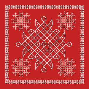 Crimson red Kolam design Digital File, JPEG, Instant Download, Kolam Instant Digital Download, Gruhapravesam decor prints, Muggu digital