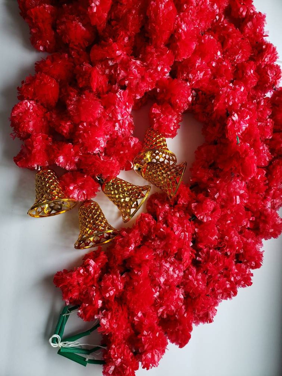 Orange Pooja Garland With Bell/marigold Mala/indian Ribbon Etsy