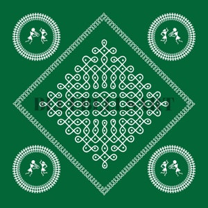 Green Kolam design Digital File, JPEG, Instant Download, Kolam Instant Digital Download, Gruhapravesam decor, Kolam prints, Muggu digital