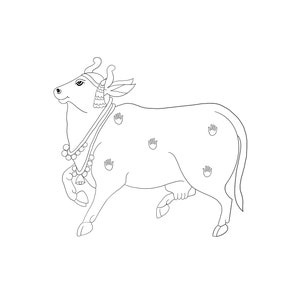 Pichwai Cow Digital File, JPEG, PDF, PNG and Svg Cut File for Cricut and Silhouette, Instant Digital Download, Pichwai cuts, Gruhapravesam