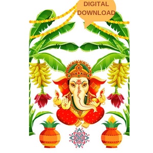 Gruhapravesam Ganesha Digitale Datei, JPEG, Instant Download Datei zum Drucken, Ganesha Instant Digital Download, Ganesh digitale Einweihungsparty