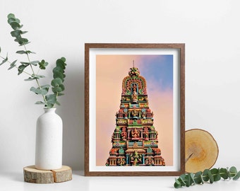 Temple Gopuram Digital File, JPEG, Instant Download File for Printing, Temple Gopuram Instant Digital Download, South indian Temple art