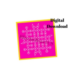 Kolam design Digital File, JPEG, Instant Download, Kolam Instant Digital Download, Kolam instant digital, Gruhapravesam decor, Kolam prints