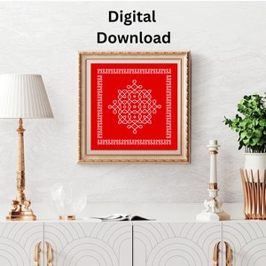 Kolam design Digital File, JPEG, Instant Download, Kolam Instant Digital Download, Kolam instant digital, Gruhapravesam decor, Kolam prints