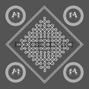 Gray Kolam design Digital File, JPEG, Instant Download, Kolam Instant Digital Download, Gruhapravesam decor, Kolam prints, Muggu digital